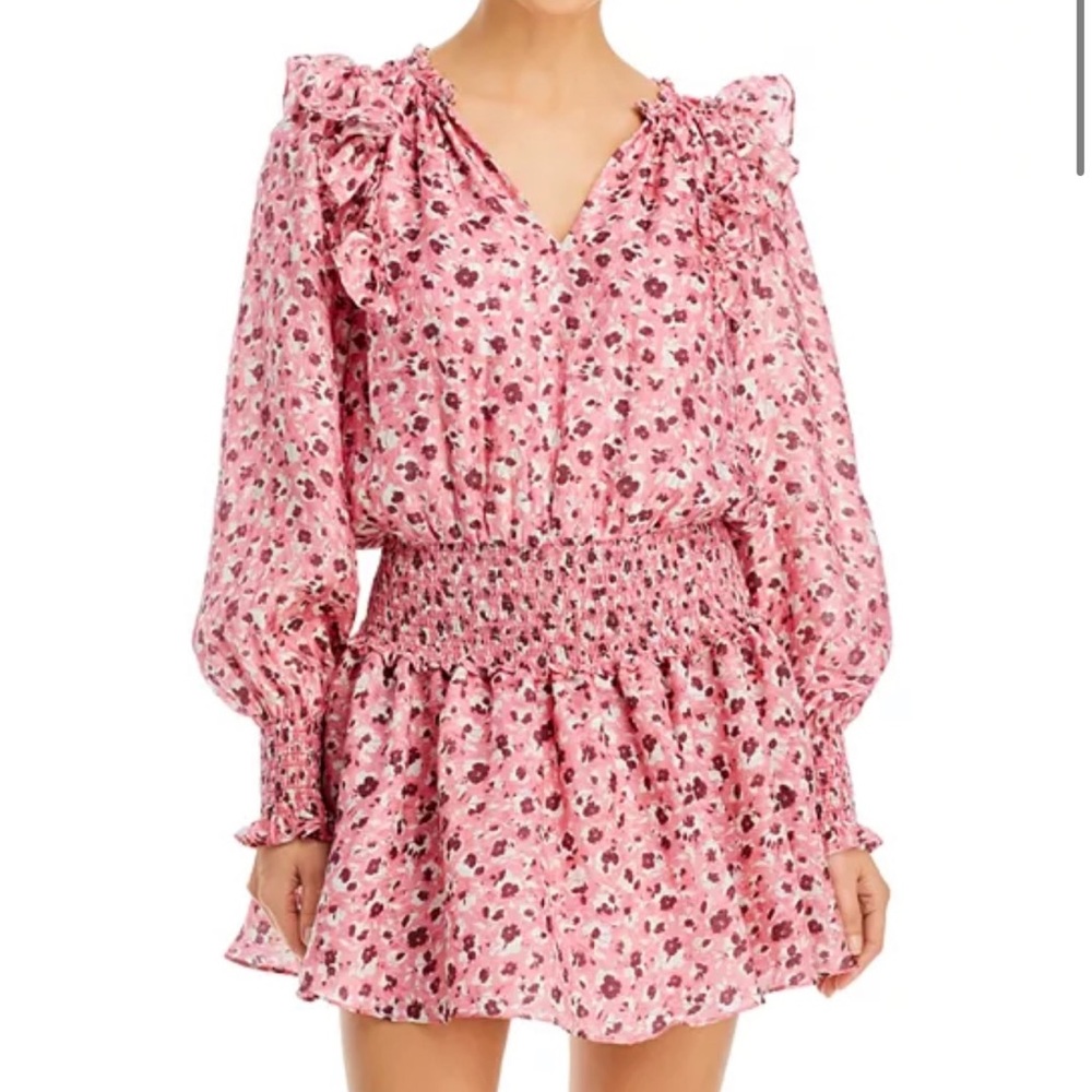 Ramy Brook Pink Floral Ruffled Penelope Mini Dress NWT - Picture 2 of 10